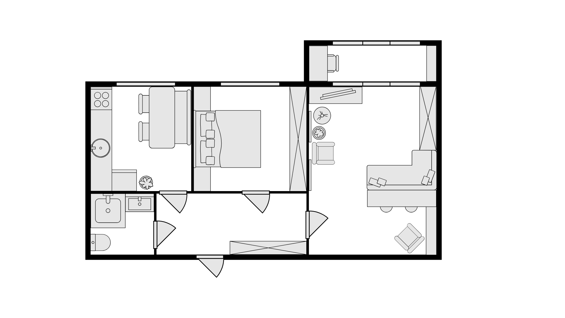 Room planner preview with furniture layout on grid