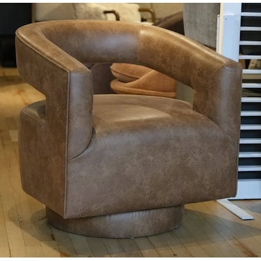 Swivel Chair W/ Cut Out Back - Saddle PU