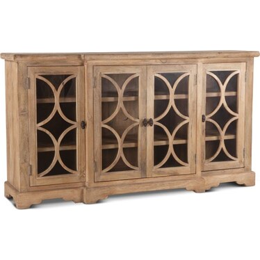 San Rafael 75" Glass Cabinet in Antique Oak