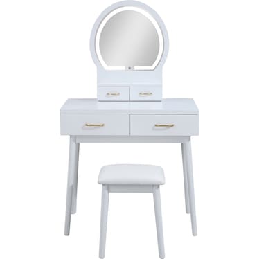 Cecilia Vanity Table & Stool - White