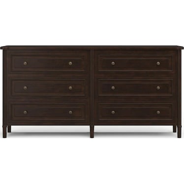 Nantes 6 Drawer Dresser- Teak Brown