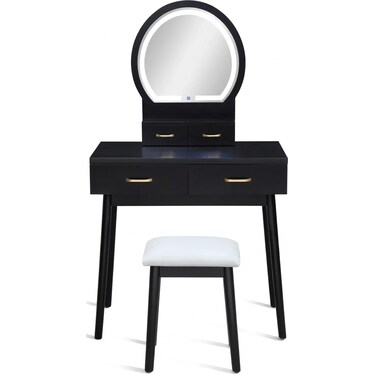 Cecilia Vanity Table & Stool - Black