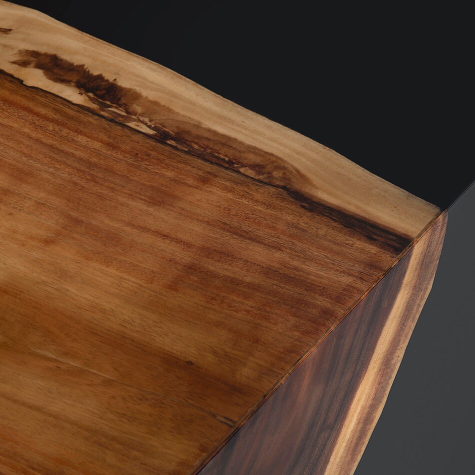 bold black with natural brown wood graining accented corner back color: black occasional tables   