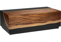 bold black with natural brown wood graining accented corner back color: black occasional tables   