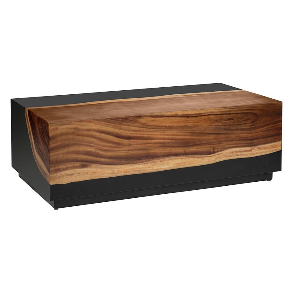bold black with natural brown wood graining accented corner back color: black occasional tables   