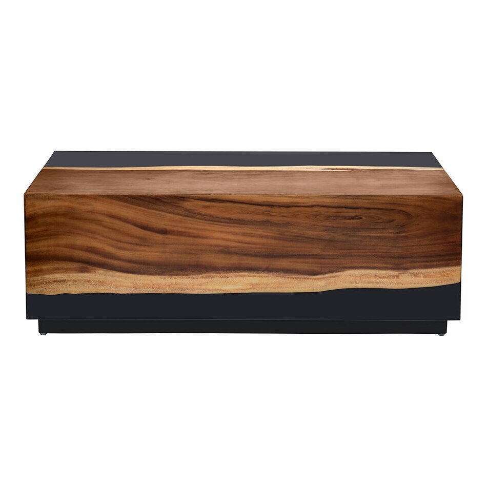 bold black with natural brown wood graining accented corner back color: black occasional tables   