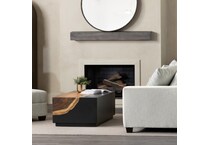 bold black with natural brown wood graining accented corner back color: black occasional tables   
