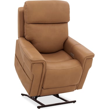 Leather Lift Chair with Power Recline, Headrest, and Lumbar