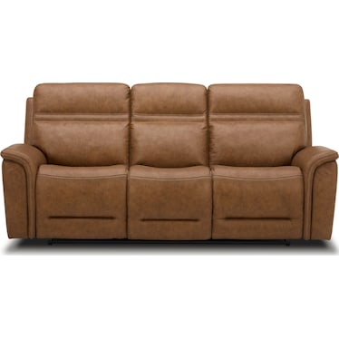 Camel Leather Power Reclining Sofa