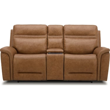 Leather Power Reclining Loveseat w/Console