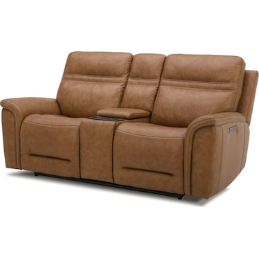Leather Power Reclining Loveseat w/Console