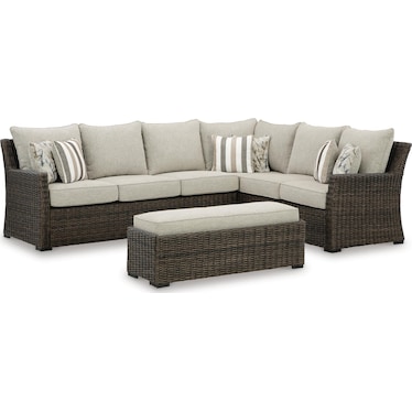 Brook Ranch Outdoor Sofa Sectional/Bench with Cushion (Set of 3)