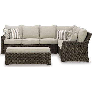 Brook Ranch Outdoor Sofa Sectional/Bench with Cushion (Set of 3)
