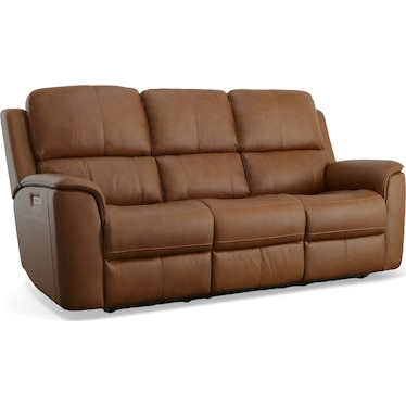 Power Reclining Leather Sofa with Power Headrests and Power Lumbar