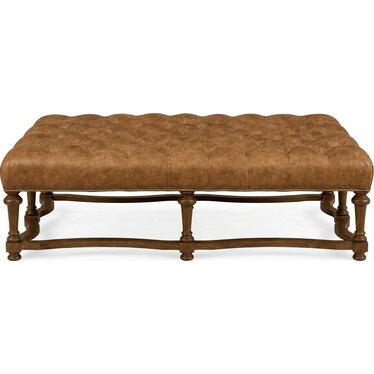 Tufted Leather Cocktail Ottoman