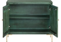 dark green stain with natural wood graining and white floral door front designs back color: green interior color: green metal finish: powder coated wall units   