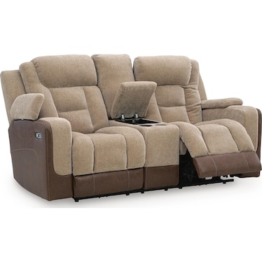 Mixed Motion Power Reclining Loveseat with Console