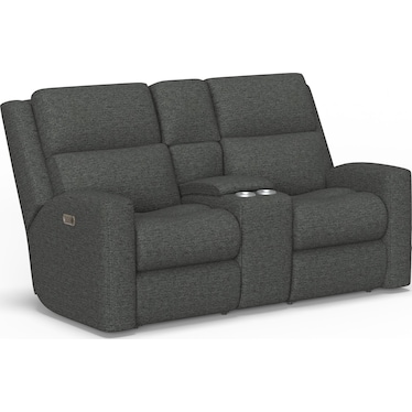 Power Reclining Loveseat with Console & Power Headrest & Lumbar