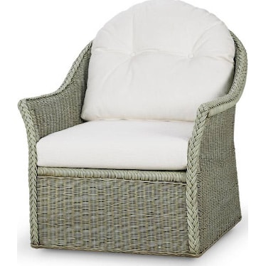 Nantucket Swivel Chair in natural rattan w/ Artic White Fabric