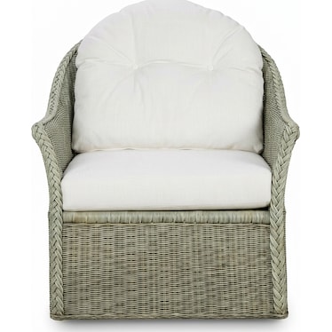 Nantucket Swivel Chair in natural rattan w/ Artic White Fabric