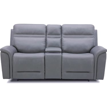 Leather Power Reclining Loveseat with Zero Gravity- Blue Gray