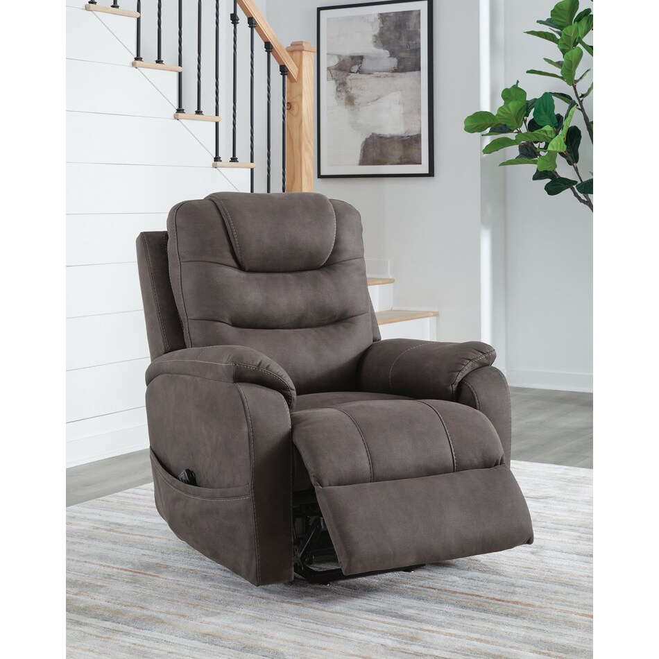 gunmetal fabric recliners   