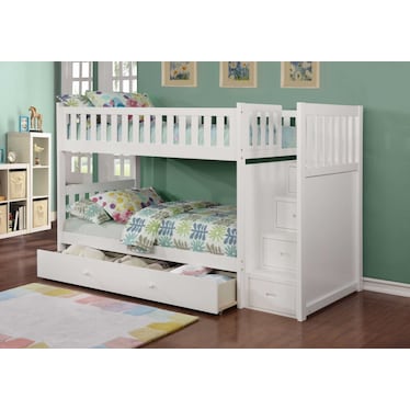 Twin over Twin Bunk Bed with Storage & Stairs