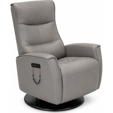 Comfort Glide Power Leather Recliner-Gray