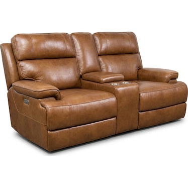 Power Reclining Leather Loveseat