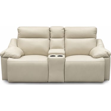 Power Reclining Leather Loveseat with Console