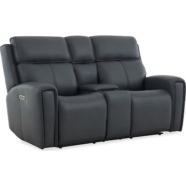 Leather Power Loveseat With Console