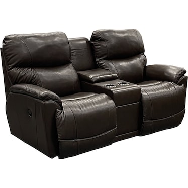 La-Z-Boy Power Reclining Leather Loveseat with Console