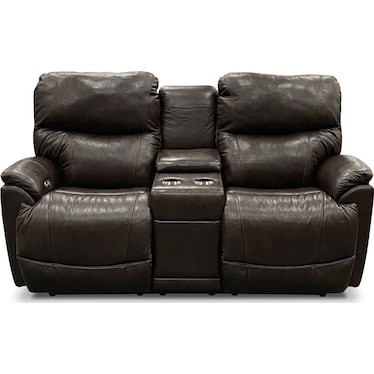 La-Z-Boy Power Reclining Leather Loveseat with Console