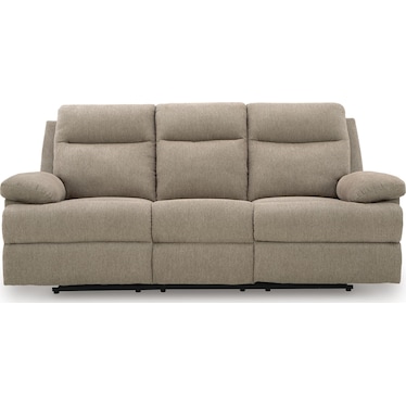 Side-Swipe Reclining Sofa with Drop Down Table