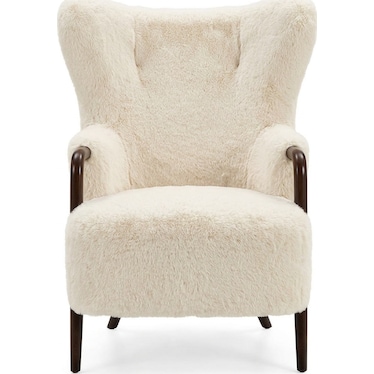 Accent Chair - Cream Fur w/Dark Finish