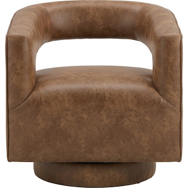 Swivel Chair W/ Cut Out Back - Saddle PU