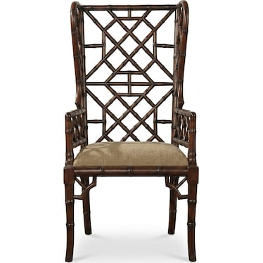 Bamboo-Style Lattice Wingback Arm Chair