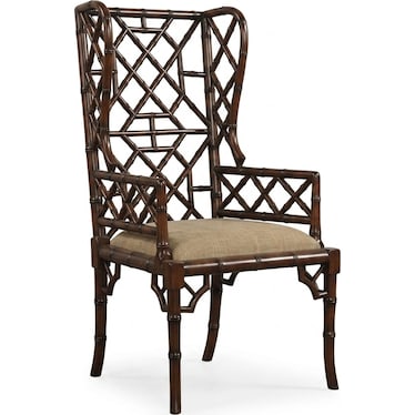 Bamboo-Style Lattice Wingback Arm Chair