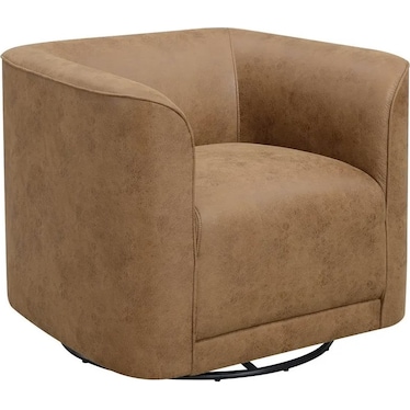 Whirlaway Swivel Accent Chair - Saddle Brown