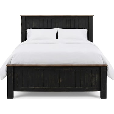 Panel Bed - Black Distressed