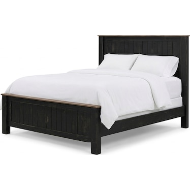 Panel Bed - Black Distressed