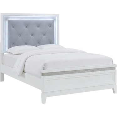 Full White Bed with LED Lights