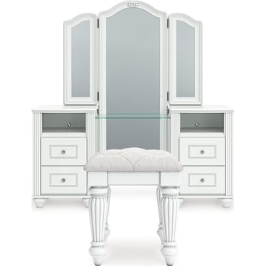 Kozlani Vanity Set - Vanity, Mirror and Stool