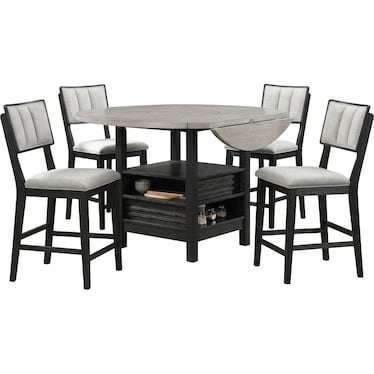 Cline 5 PC Counter Height Dining Set- Light Grey