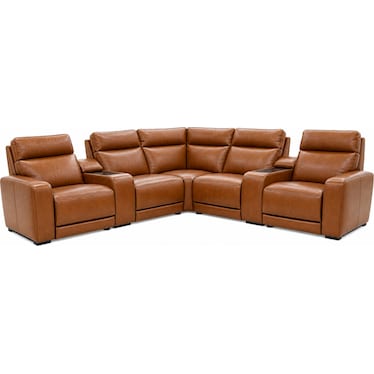 Home Theater Power Reclining Leather Sectional w/ Immersive Audio, Heat, Massage