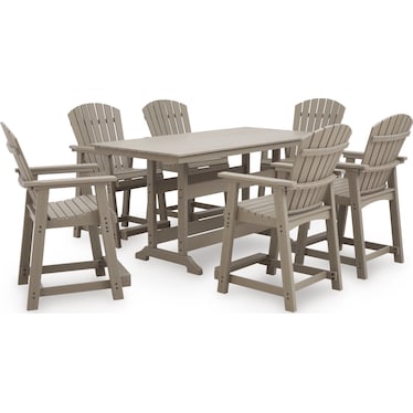Seacliff Beach Outdoor Counter Table with 6 Barstools