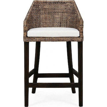 Savanah Counter Stool in Light Glazed Rattan w/ Artic White Seat Cushion