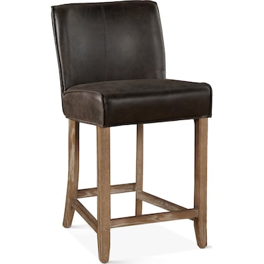Buddy 20" Counter Chair in Dark Brown Leather with Natural Legs