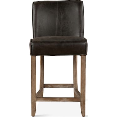 Buddy 20" Counter Chair in Dark Brown Leather with Natural Legs