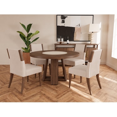 Delia Round Dining Table and 4 Chairs